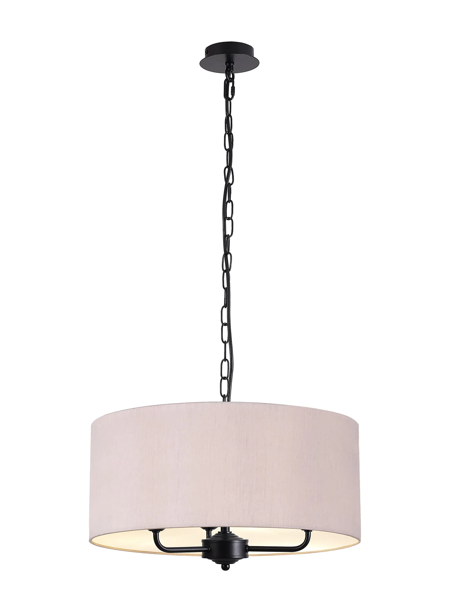 DK1040  Banyan 50cm 3 Light Pendant Matt Black, Taupe/Halo Gold